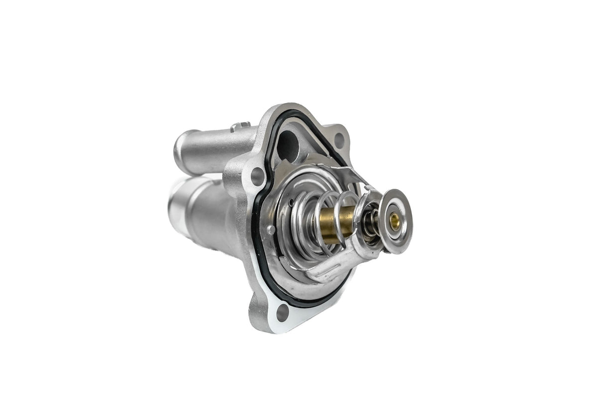 Cast aluminum thermostat housing for the Duratec / MZR, other side